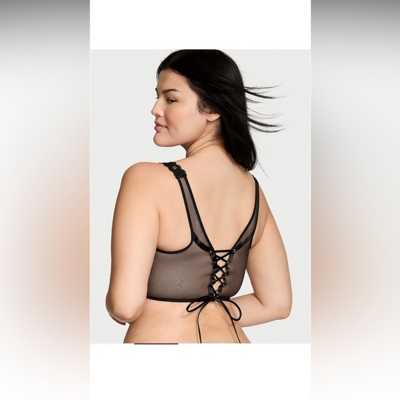 Victoria’s Secret Corset Top S Black Lace Grommet Strappy Festival NWT - Picture 2 of 7